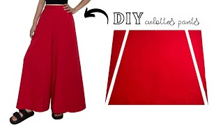 Very Easy Culottes Pants Cutting and Stitching for Beginners  Palazzo Skirt Pants Tutorial [upl. by Laeria]