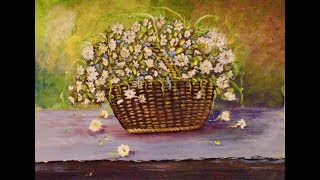 How to Paint DAISIES in a basket with Acrylic Painting for the beginner step by step FULL Lesson [upl. by Strait]