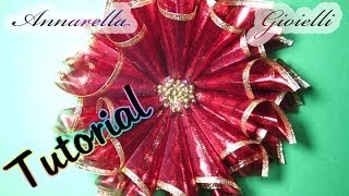 Tutorial stella di Natale con nastro  How to make a poinsettia [upl. by Alasteir]