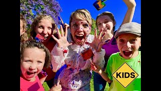 Learn English Words Paint Splatter with Sign Post Kids [upl. by Nehte844]