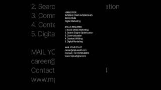 HIRING FOR INTERNS PAID INTERNSHIP SEO amp SMM Digital Marketing [upl. by Eeliah]