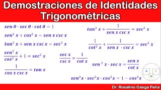 Identidades trigonométricas básicas  10 ejercicios resueltos demostraciones [upl. by Anicart]