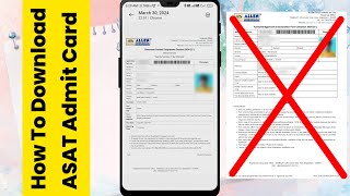 How To Download ASAT Admit Card  Allen Scholarship Test 202425 Admit Card Download Kaise Kare ⬆️ [upl. by Alvy]