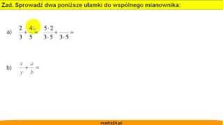 Sprowadzanie ułamków do wspólnego mianownika  Zadanie  Matfiz24pl [upl. by Sinoda538]