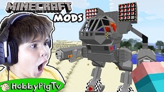 Minecraft Mods SPACE CREATURES  GIANT ROBOTS Dream Craft Fun HobbyPigTV [upl. by Gilchrist661]