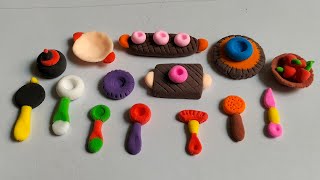 Diy How To Make Polymer Clay Miniature kitchen set  kitchen set with clay  ‎Dolliyon [upl. by Ainav587]