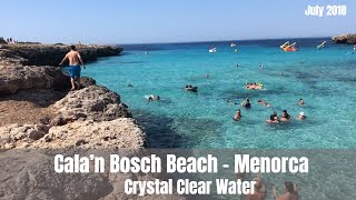 Cala’n Bosch Beach  Menorca  Crystal Clear Water  July 2018 [upl. by Camala]