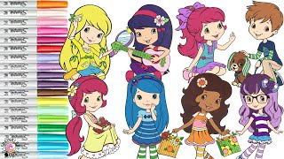 Strawberry Shortcake and Friends Coloring Book Compilation Cherry Jam Orange Blossom Huckleberry Pie [upl. by Adoh]