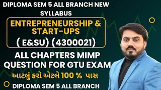 ENTREPRENEURSHIP AND STARTUPS MIMP QUESTION FOR GTU EXAM  ALL UNIT MIMP FOR ALL CHAPTERS gtuexam [upl. by Dyna]