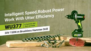 150Nm Gtech  Worx WU377 20V Brushless Impact Drill [upl. by Simaj]