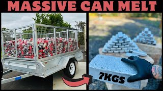 Massive Can Meltdown  Pure Aluminum From Cans  ASMR Metal Melting  Trash To Treasure  Bulk Bars [upl. by Ames332]