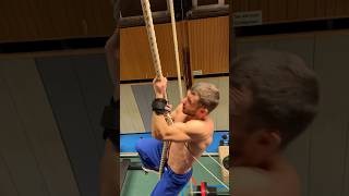 Variation of rope climbing for judokas with additional weight on the arms judotraining stronggrip [upl. by Duke]