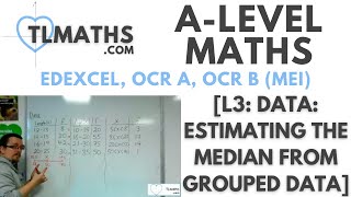 ALevel Maths L305 Data Estimating the Median from Grouped Data [upl. by Cinom804]