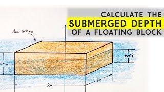 Worked Example  Calculate Submerged Depth of a Floating Block  Buoyancy [upl. by Carissa]