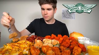 WINGSTOP Boneless Wings FEAST  Cheesy Voodoo Fries Mukbang [upl. by Adnowal]