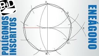 Eneágono inscrito en una circunferencias Nonágono  Polígonos inscritos [upl. by Effy]