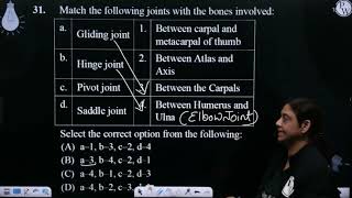 Match the following joints with the bones involved a Gliding joint 1 Between carpal [upl. by Nuzzi]