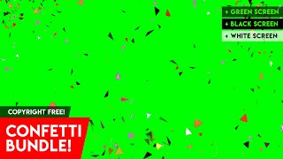 Confetti Green Screen Black and White Background Bundle 4K Confetti Overlay  Copyright FREE Video [upl. by Orianna]