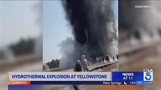 Explosion at Yellowstone sends tourists scrambling [upl. by Eatnhoj]