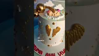 Baptism cake design 😘🥳Cute Baby girl Angel👼Tall cake💖simpleamp elegant 🎊🎉 [upl. by Andersen228]