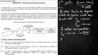 Première générale exercice spectrophotométrie part 1 [upl. by Myrle102]