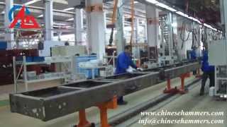 Production Line  Hydraulic rivet setting machine for truck frame [upl. by Nolahc]