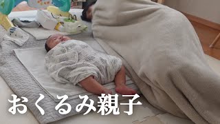 【おくるみ】布に包まれて即寝する生後３か月の赤ちゃんとアラサーのパパ【寝かしつけ】 [upl. by Zetnod]