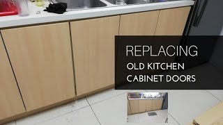 DIY Replacing old kitchen doors Cabinet Making Modular Tutorial  Tagalog  filipino [upl. by Ennovyhs]