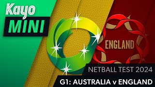 Australia vs England  Netball  Game 1  Kayo Mini [upl. by Sekoorb545]