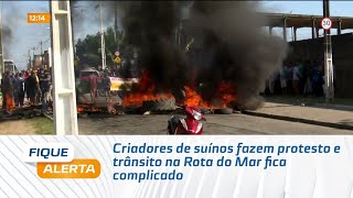 Criadores de suínos fazem protesto e trânsito na Rota do Mar fica complicado [upl. by Centonze]