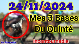 Pronostics PMU Mes 3 bases incontournable DIMANCHE 24 NOVEMBRE 2024 AUTEUIL [upl. by Clair698]