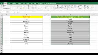 How to sort data alphabetically reverse z to a in ms excel pc exceltips exceltutorial techhowto [upl. by Gnouhp337]