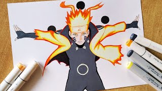 How to Draw Naruto Six Paths Sage Mode  Naruto Shippuden  Step By Step Tutorial [upl. by Enhpad506]