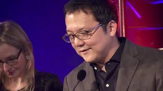 Hidetaka Miyazaki wins Lifetime Achievement Award Golden Joystick Awards 2018 [upl. by Anoirtac]