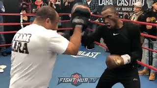 ERISLANDY LARA HIGHLIGHTS CUBAN BOXING SKILLS ON THE MITTS DURING WORKOUT [upl. by Elimay217]