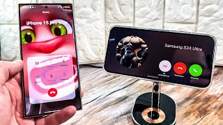 iPhone 15 Pro Max vs Samsung S24 Ultra Incoming Call on Wireless Charger  Apple Watch Ultra [upl. by Yesmar]