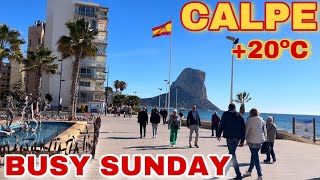 Calpe Beach in February  Warm Sunday attracts tourists 🏖️ calpe [upl. by Nomled]