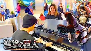 Playing ATTACK ON TITAN on piano in PUBLIC [upl. by Rufford]