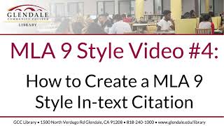 MLA 9 Style Video 4 How to Create a MLA 9 Style Intext Citation [upl. by Buford742]