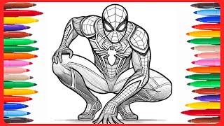 Coloriage Spiderman 🕸️  Apprends à Colorier ton SuperHéros Préféré [upl. by Hcurab]