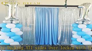 Silver Sequin Backdrop 2 Panels 2FTx8FT Christmas Party Backdrop Curtains Glitter Photo Background [upl. by Oedama989]