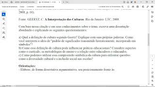 Em sua obra quotA Interpretação das Culturasquot o antropólogo Clifford Geertz explana a dificuldade de d [upl. by Hobard798]