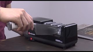 How To Sharpen On Wusthof Electric Knife Sharpener by Chefs Choice [upl. by Saref]