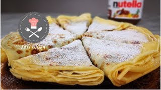 Crepes mit Nutella  Crepes Grundteig  mit oder ohne Crepes Maschine  Kikis Kitchen [upl. by Crisey]