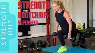 Strength HIIT E201 HIIT Express Superset Full Body Workout with Dumbbells FitByKellie [upl. by Feinstein]