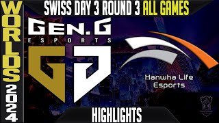 GEN vs HLE Highlights ALL GAMES  LoL Worlds 2024 Swiss Stage Day 3 Round 3  GenG vs Hanwha Life [upl. by Seena591]