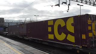 Stafford Railway Station 66545 Freightliner passes P5 on EARLY 4S49 on 30th November 2024 [upl. by Anuahsar]