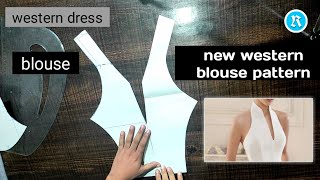 New western blouse halter neck cutting pattern use pattern dress how to make blouse pattern [upl. by Vito]