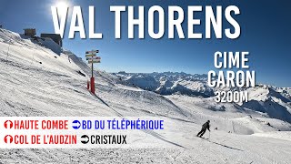 Skiing Cime Caron 3200m in Val Thorens Les 3 Vallées 4K UHD [upl. by Asillim504]