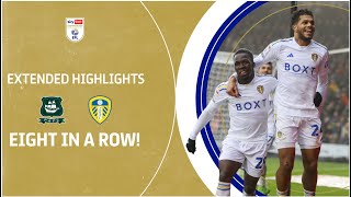 EIGHT IN A ROW  Plymouth Argyle v Leeds United extended highlights [upl. by Attennaej]